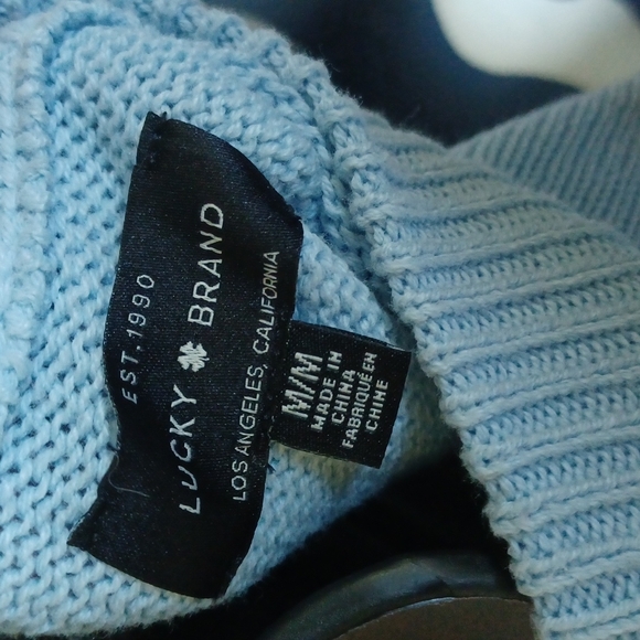 Lucky Brand Women's Blue Color Block Striped Sweater Size Medium - Picture 3 of 3